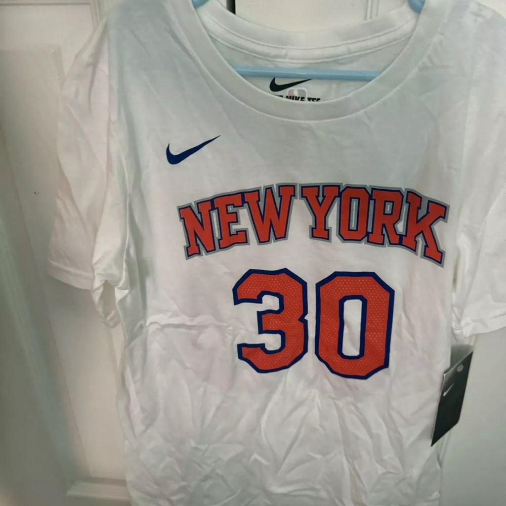 Nike White and Orange NY KNICKS JULIUS RANDLE Short Sleeve Tee